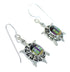 Native American Village Design Multicolor Turtle Water Wave Silver Hook Dangle Earrings WX78971